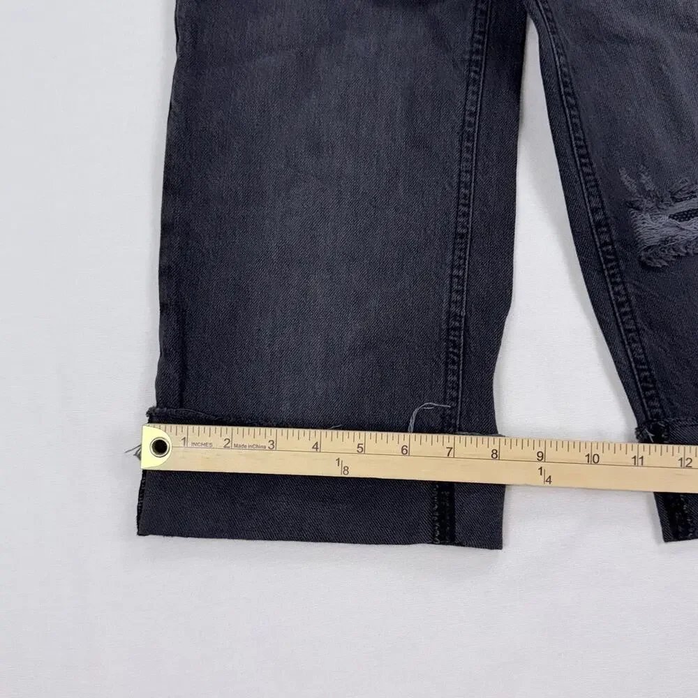 Zara Kids Girls Distressed Wide Leg Jean Size 9 Washed Black Gray